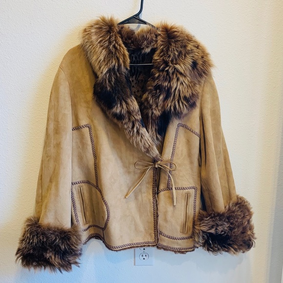 Rizal Jackets & Blazers - Rizal / Tan Suede Mouton Shearling Jacket / Coat